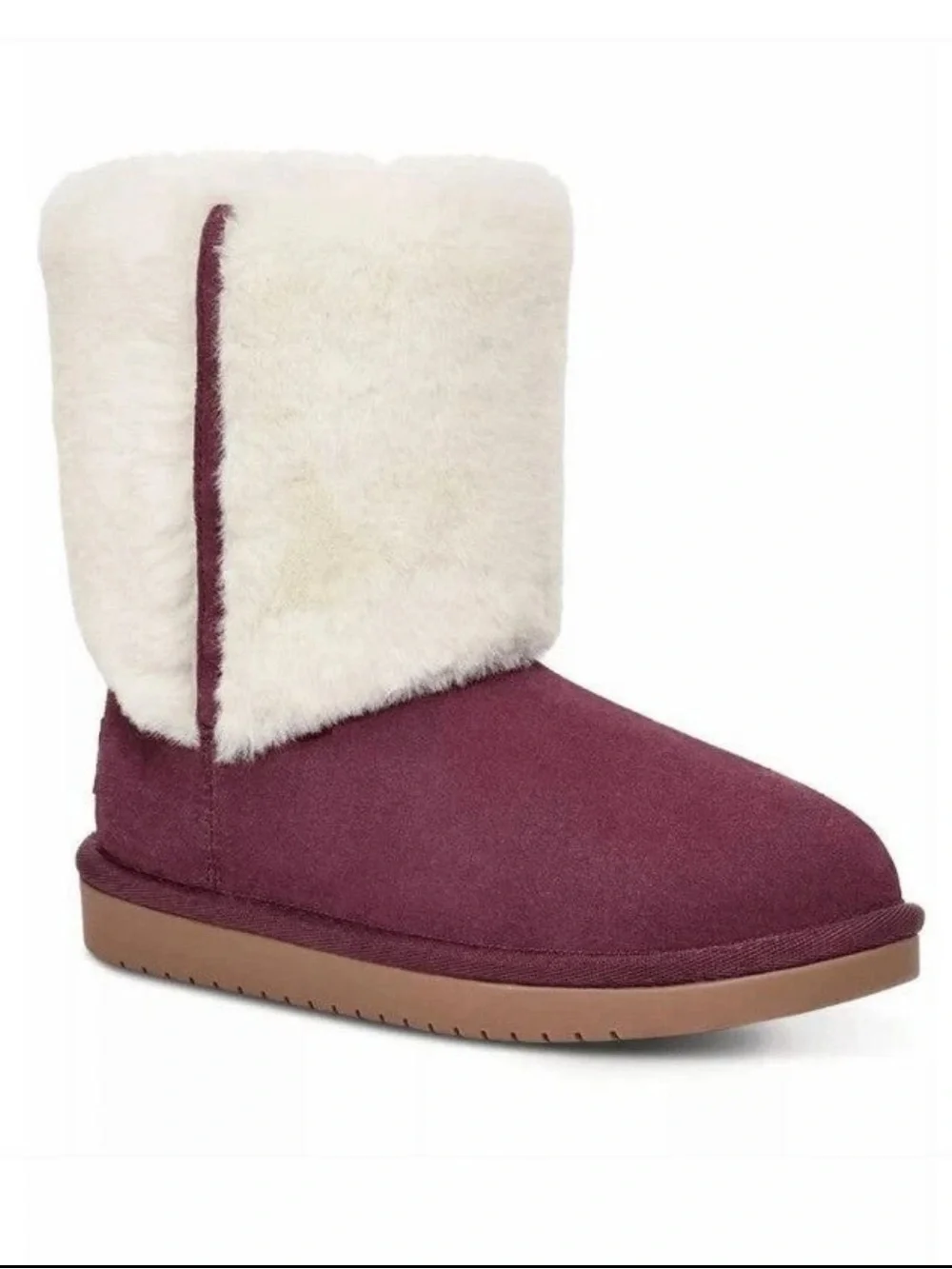 Koolaburra NIB UGG Girl’s Aubrei Short Shearling Suede Boot Plum Purple Size 2